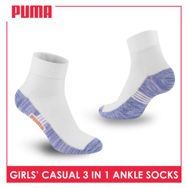 Puma Girl's Cotton Thin Casual Ankle Socks 3 pairs in a pack PGCKG26