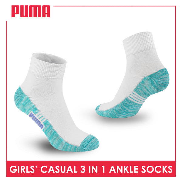 Puma Girl's Cotton Thin Casual Ankle Socks 3 pairs in a pack PGCKG26