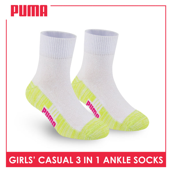 Puma Girl's Cotton Thin Casual Ankle Socks 3 pairs in a pack PGCKG26