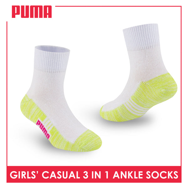 Puma Girl's Cotton Thin Casual Ankle Socks 3 pairs in a pack PGCKG26