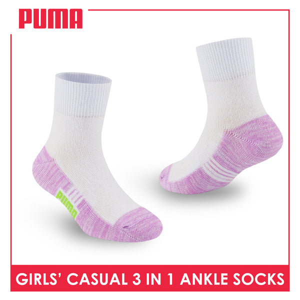 Puma Girl's Cotton Thin Casual Ankle Socks 3 pairs in a pack PGCKG26
