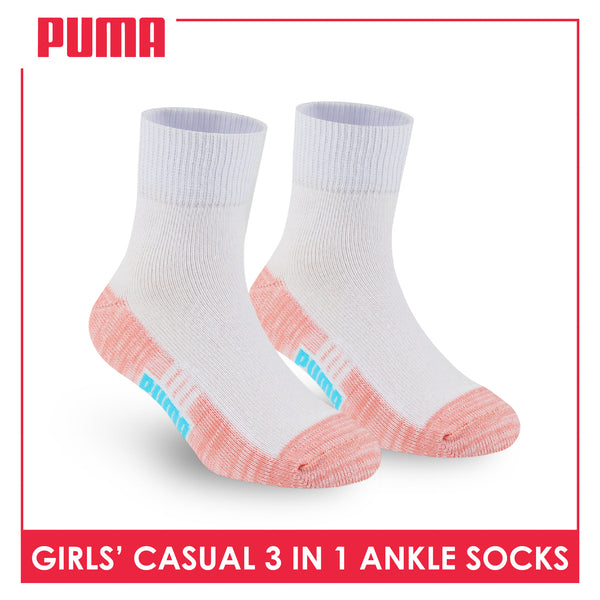 Puma Girl's Cotton Thin Casual Ankle Socks 3 pairs in a pack PGCKG26