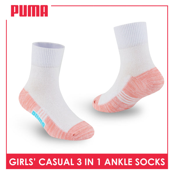 Puma Girl's Cotton Thin Casual Ankle Socks 3 pairs in a pack PGCKG26