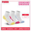 Puma Girl's Cotton Thin Casual Ankle Socks 3 pairs in a pack PGCKG27