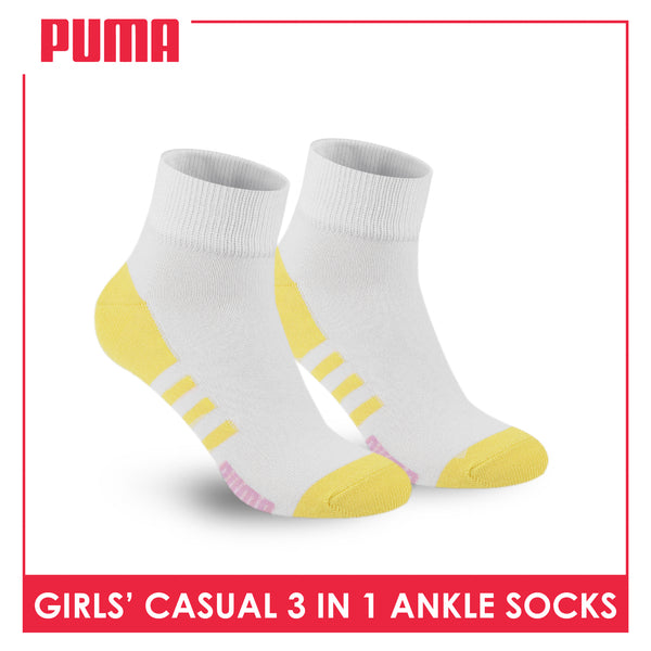 Puma Girl's Cotton Thin Casual Ankle Socks 3 pairs in a pack PGCKG27