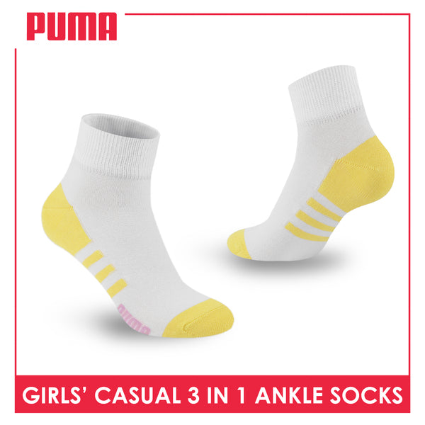 Puma Girl's Cotton Thin Casual Ankle Socks 3 pairs in a pack PGCKG27