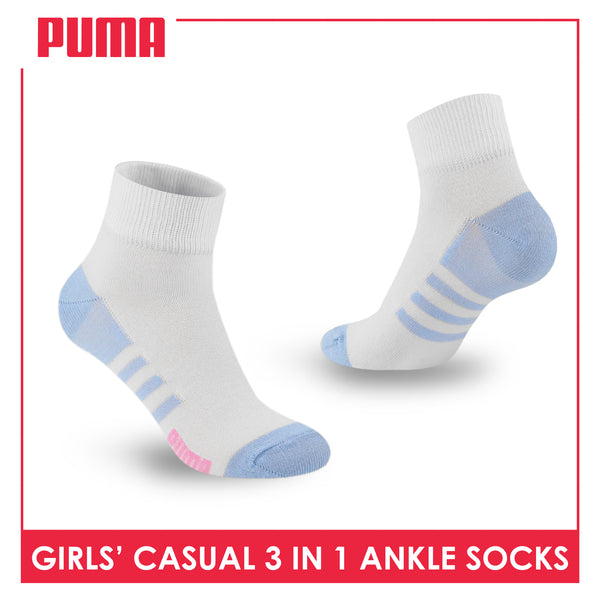 Puma Girl's Cotton Thin Casual Ankle Socks 3 pairs in a pack PGCKG27