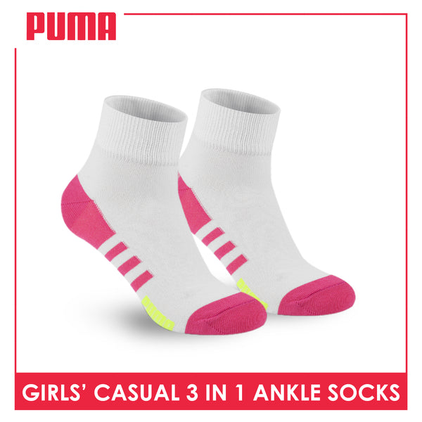 Puma Girl's Cotton Thin Casual Ankle Socks 3 pairs in a pack PGCKG27