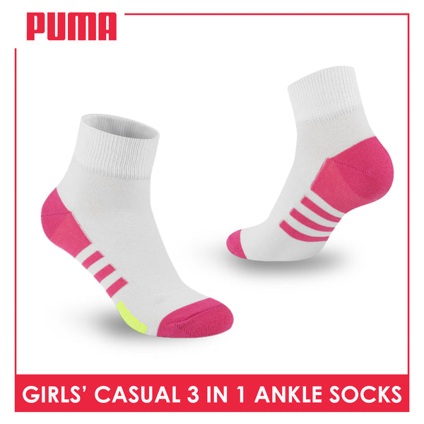Puma Girl's Cotton Thin Casual Ankle Socks 3 pairs in a pack PGCKG27