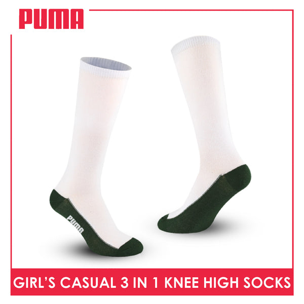Puma Girl's Cotton Thin Casual Knee High Socks 3 pairs in a pack PGKHG3