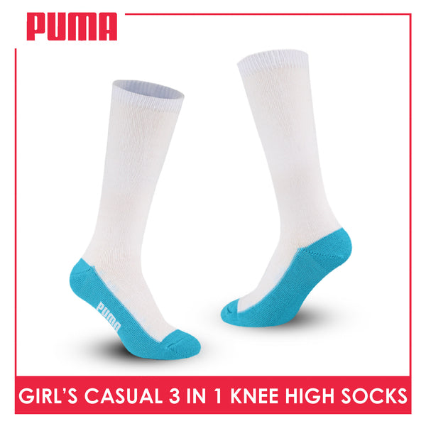 Puma Girl's Cotton Thin Casual Knee High Socks 3 pairs in a pack PGKHG3