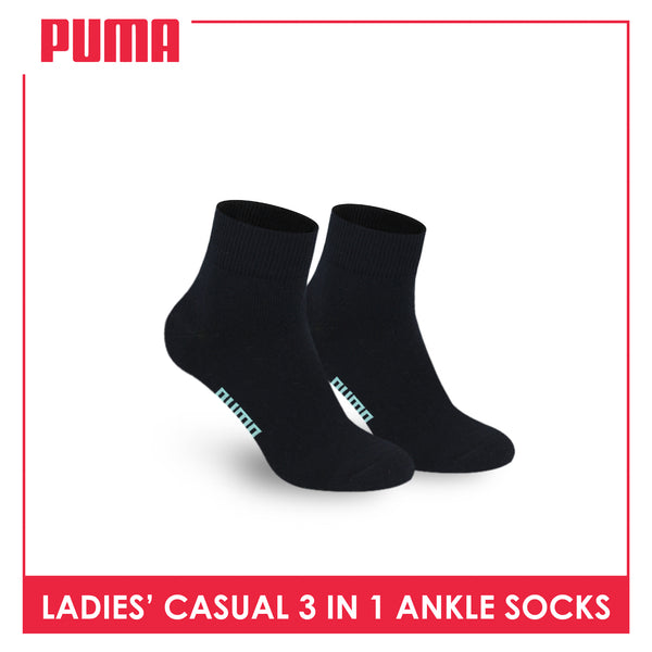 Puma Ladies' Cotton Lite Thin Casual Ankle Socks 3 pairs in a pack PLCKG19