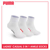 Puma Ladies' Cotton Lite Thin Casual Ankle Socks 3 pairs in a pack PLCKG19