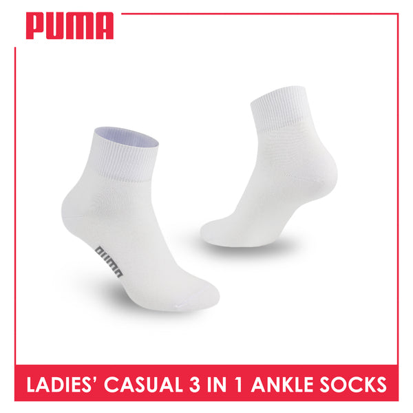 Puma Ladies' Cotton Lite Thin Casual Ankle Socks 3 pairs in a pack PLCKG19