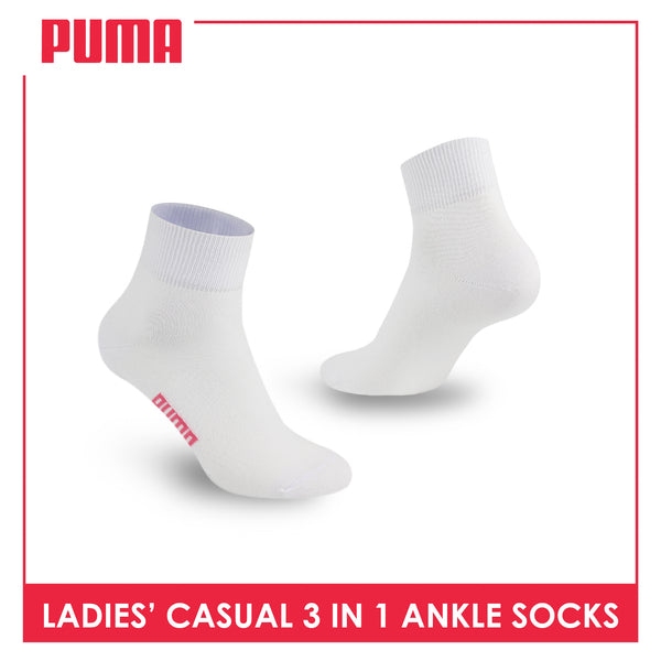 Puma Ladies' Cotton Lite Thin Casual Ankle Socks 3 pairs in a pack PLCKG19
