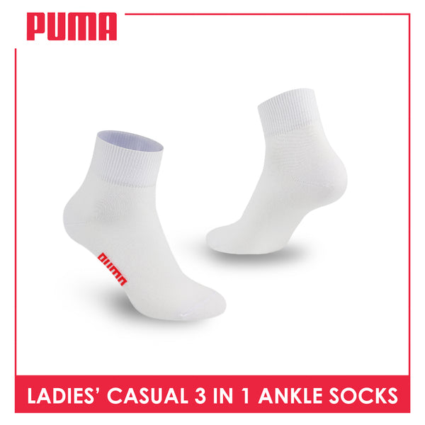 Puma Ladies' Cotton Lite Thin Casual Ankle Socks 3 pairs in a pack PLCKG19