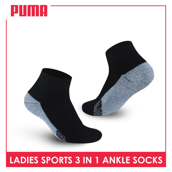 Puma Ladies' Cotton Thick Sports Ankle Socks 3 pairs in a pack PLSKG13