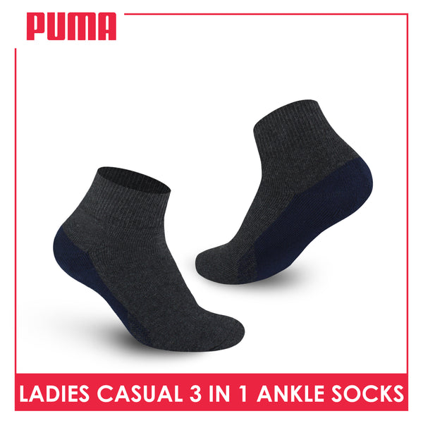 Puma Ladies' Cotton Thick Sports Ankle Socks 3 pairs in a pack PLSKG13