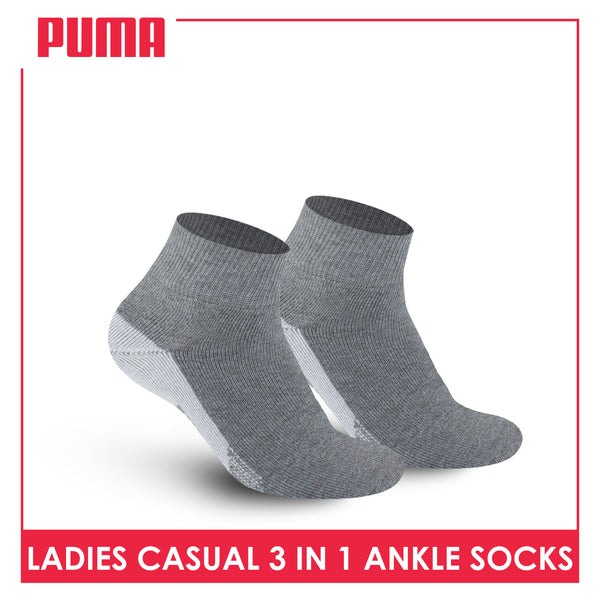 Puma Ladies' Cotton Thick Sports Ankle Socks 3 pairs in a pack PLSKG13