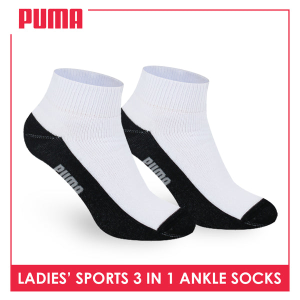 Puma Ladies' Cotton Thick Sports Ankle Socks 3 pairs in a pack PLSKG13