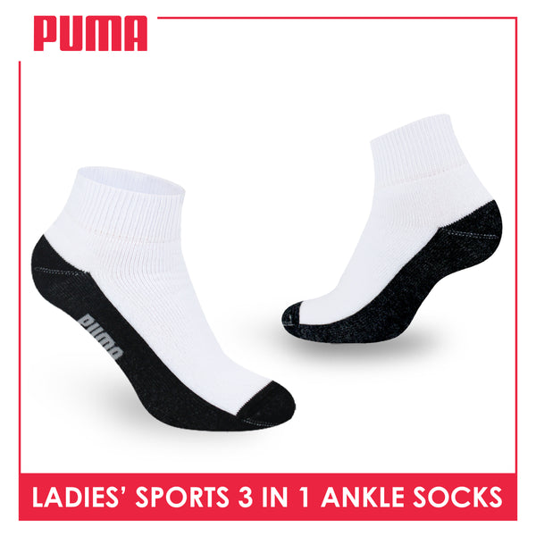 Puma Ladies' Cotton Thick Sports Ankle Socks 3 pairs in a pack PLSKG13