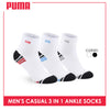 Puma Men's Cotton Lite Thin Casual Embroidered Ankle Socks 3 pairs in a pack PMCEKG01