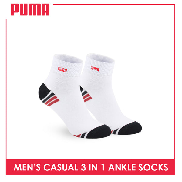 Puma Men's Cotton Lite Thin Casual Embroidered Ankle Socks 3 pairs in a pack PMCEKG01