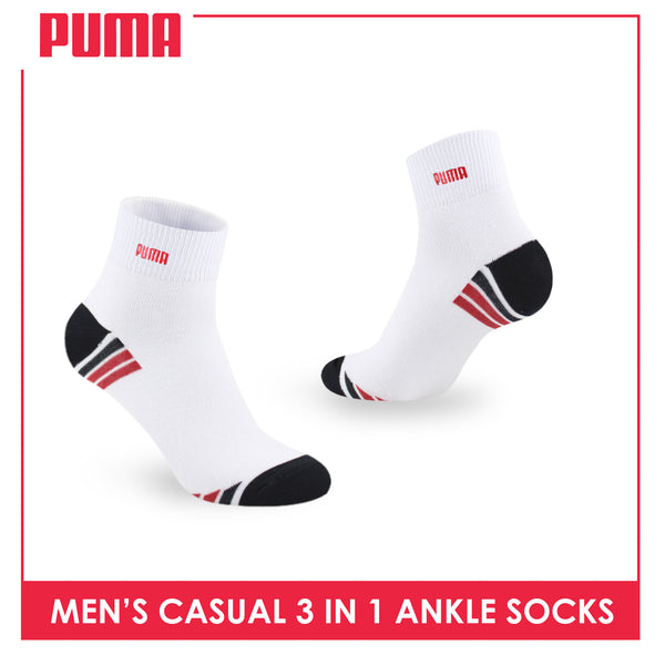 Puma Men's Cotton Lite Thin Casual Embroidered Ankle Socks 3 pairs in a pack PMCEKG01