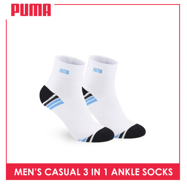 Puma Men's Cotton Lite Thin Casual Embroidered Ankle Socks 3 pairs in a pack PMCEKG01