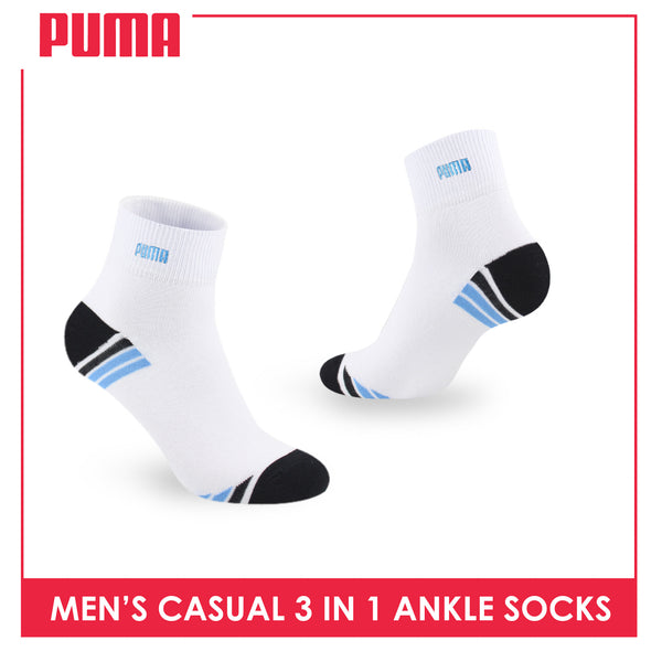 Puma Men's Cotton Lite Thin Casual Embroidered Ankle Socks 3 pairs in a pack PMCEKG01