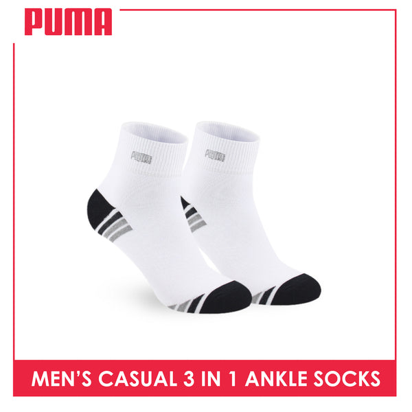 Puma Men's Cotton Lite Thin Casual Embroidered Ankle Socks 3 pairs in a pack PMCEKG01