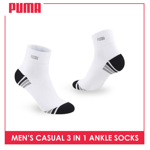 Puma Men's Cotton Lite Thin Casual Embroidered Ankle Socks 3 pairs in a pack PMCEKG01