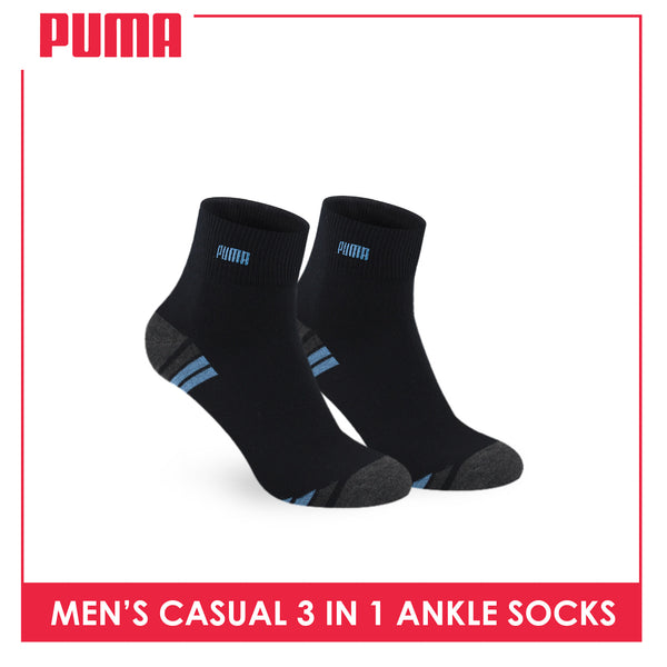 Puma Men's Cotton Lite Thin Casual Embroidered Ankle Socks 3 pairs in a pack PMCEKG01