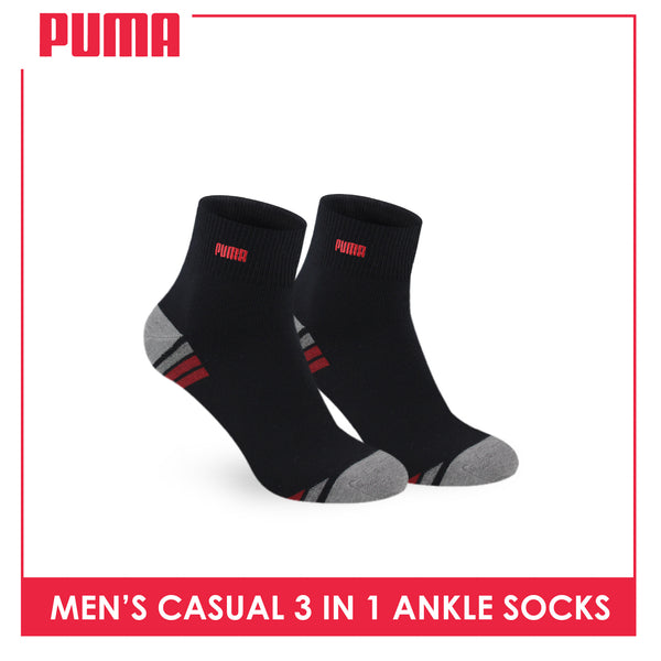 Puma Men's Cotton Lite Thin Casual Embroidered Ankle Socks 3 pairs in a pack PMCEKG01
