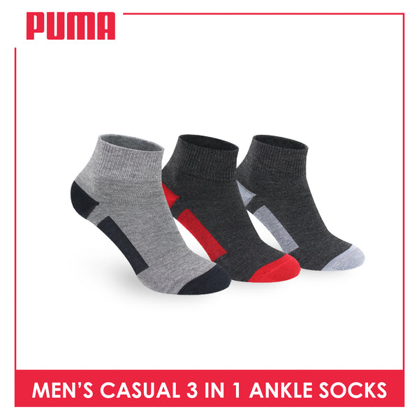 Puma Men's Cotton Lite Thin Casual Ankle Socks 3 pairs in a pack PMCKG12