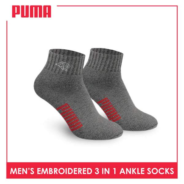 Puma Men’s Embroidered Thick Sports Ankle Socks 3 pairs in a pack PMSEG11