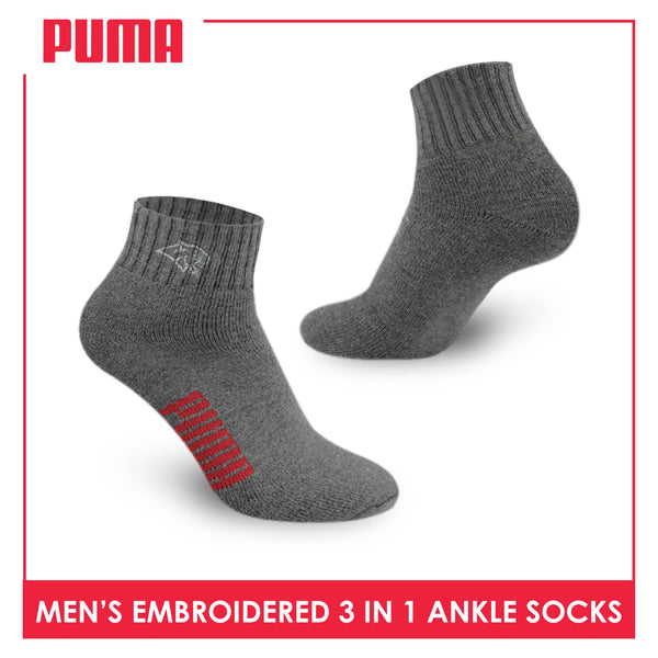 Puma Men’s Embroidered Thick Sports Ankle Socks 3 pairs in a pack PMSEG11