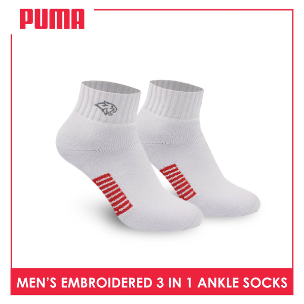 Puma Men’s Embroidered Thick Sports Ankle Socks 3 pairs in a pack PMSEG11