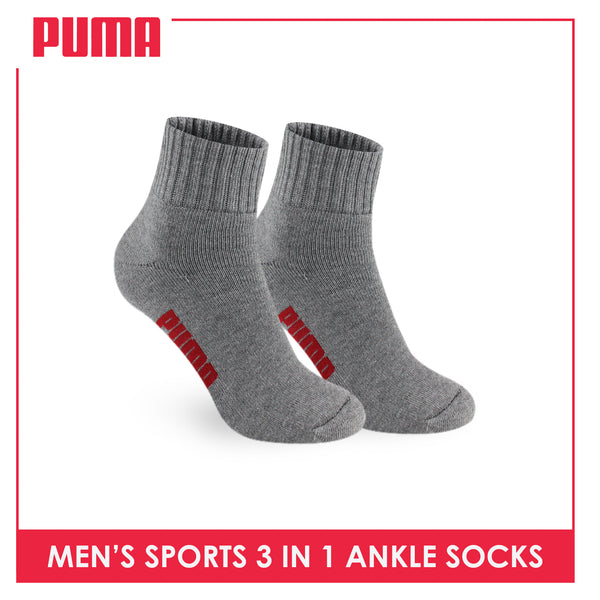 Puma Men's Cotton Thick Sports Ankle Socks 3 pairs in a pack PMSKG12