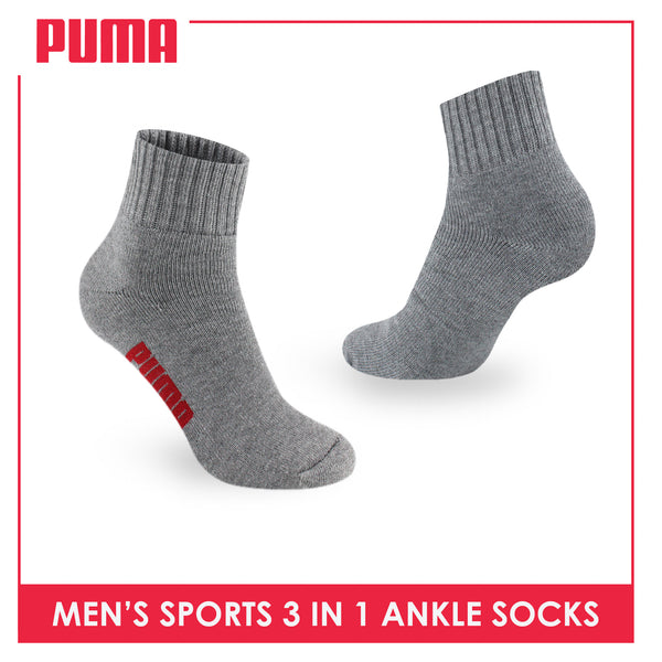 Puma Men's Cotton Thick Sports Ankle Socks 3 pairs in a pack PMSKG12