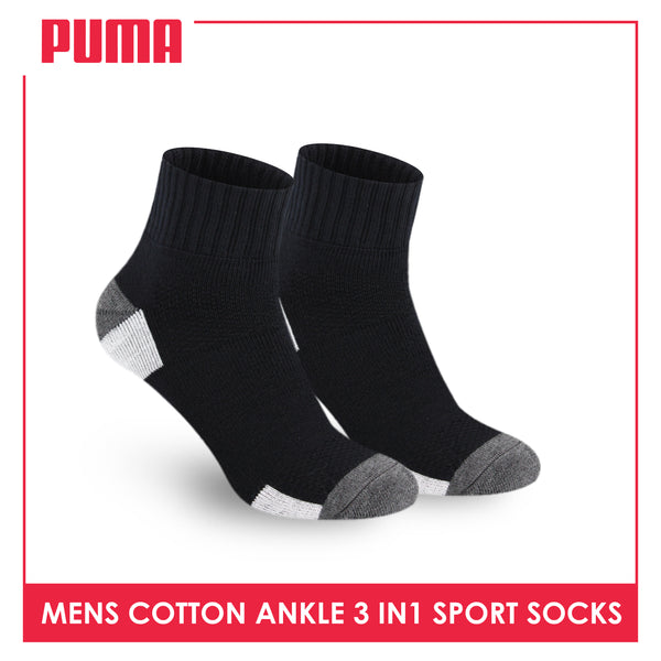 Puma Men's Cotton Thick Sports Ankle Socks 3 pairs in a pack PMSKG6