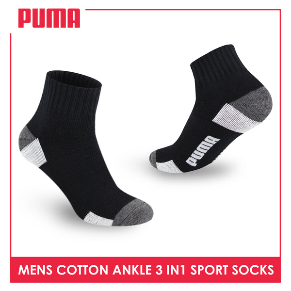 Puma Men's Cotton Thick Sports Ankle Socks 3 pairs in a pack PMSKG6