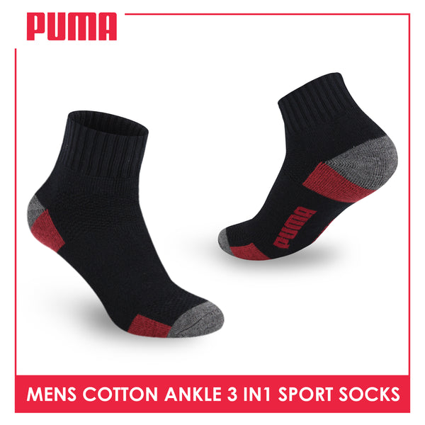 Puma Men's Cotton Thick Sports Ankle Socks 3 pairs in a pack PMSKG6