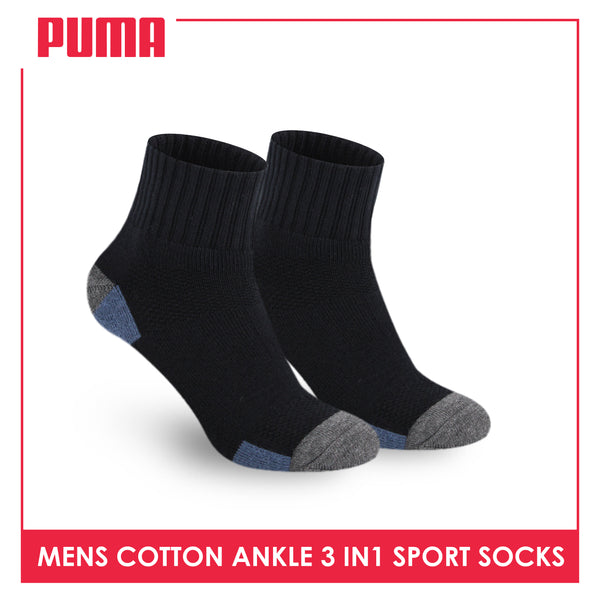Puma Men's Cotton Thick Sports Ankle Socks 3 pairs in a pack PMSKG6