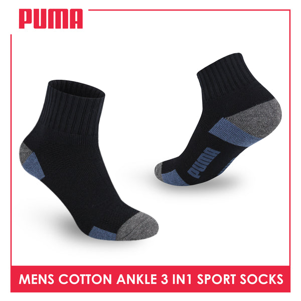 Puma Men's Cotton Thick Sports Ankle Socks 3 pairs in a pack PMSKG6