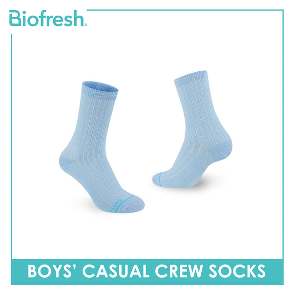 Biofresh Boys’ Antimicrobial Cotton Thin Casual Crew Socks 1 pair in 1 pack RBC531