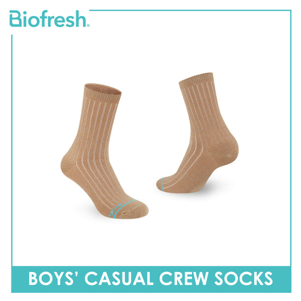 Biofresh Boys’ Antimicrobial Cotton Thin Casual Crew Socks 1 pair in 1 pack RBC531