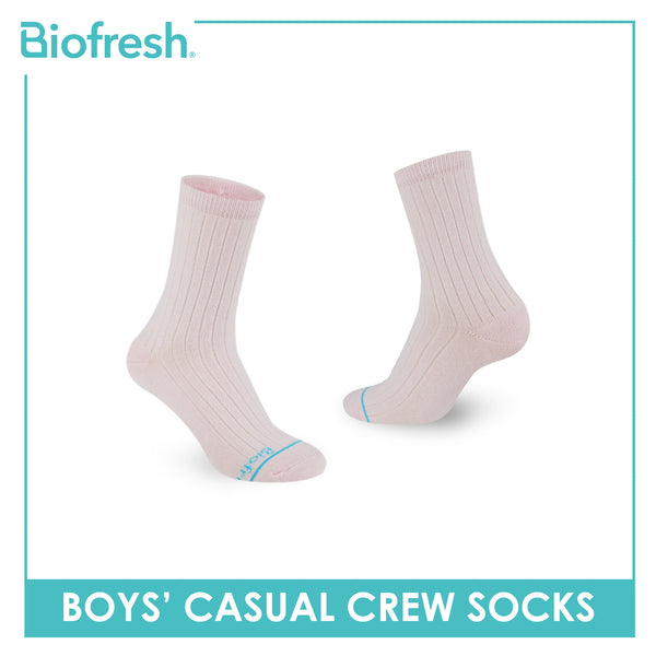 Biofresh Boys’ Antimicrobial Cotton Thin Casual Crew Socks 1 pair in 1 pack RBC531