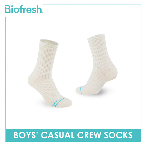Biofresh Boys’ Antimicrobial Cotton Thin Casual Crew Socks 1 pair in 1 pack RBC531