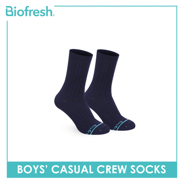 Biofresh Boys’ Antimicrobial Cotton Thin Casual Crew Socks 1 pair in 1 pack RBC531
